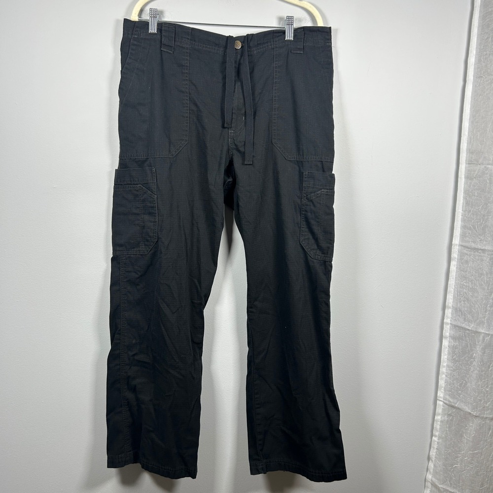 Carhartt Cargo Scrub Pants Mens Large Black Ripstop Multi-Pocket C54108 Workwear